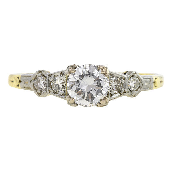 Vintage Solitaire Engagement Ring, RBC 0.51ct