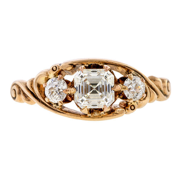 Art Deco Engagement Ring, Asscher 0.62ct
