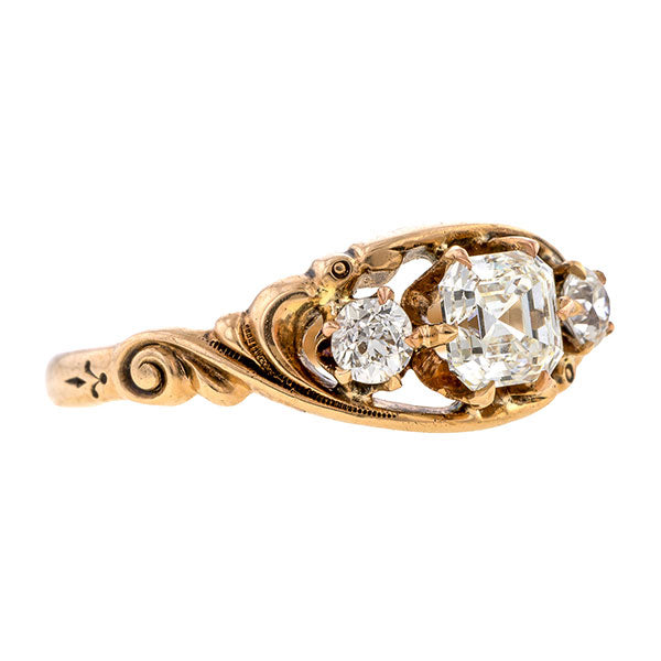 Art Deco Engagement Ring, Asscher 0.62ct