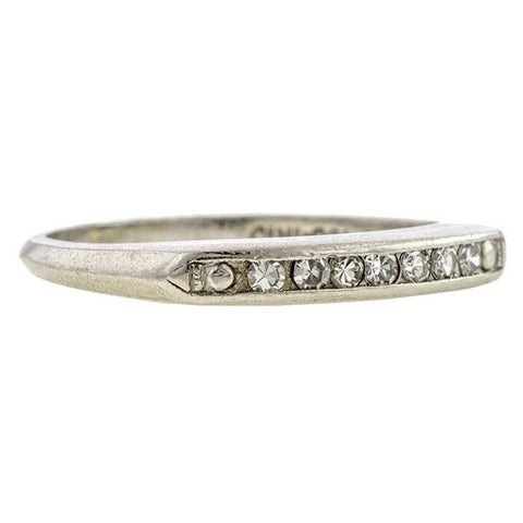 Vintage ring: a Platinum Diamond Wedding Band sold by Doyle & Doyle vintage and antique jewelry boutique.