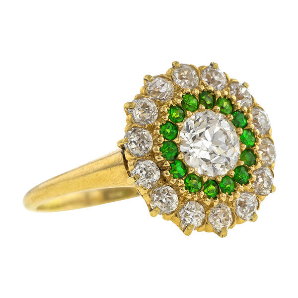 Edwardian Diamond & Demantoid Garnet Ring
