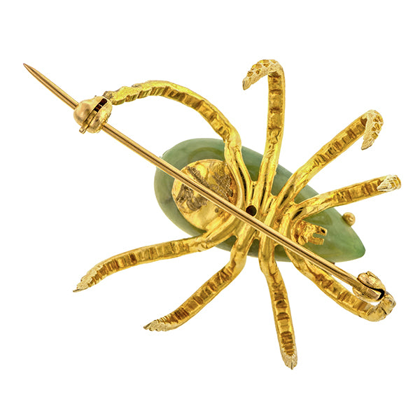 Vintage Jade Spider Brooch
