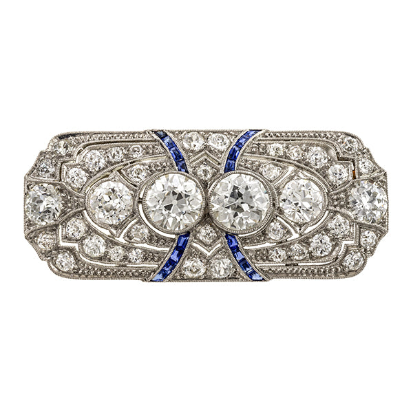 Art Deco Diamond & Sapphire Pendant / Pin