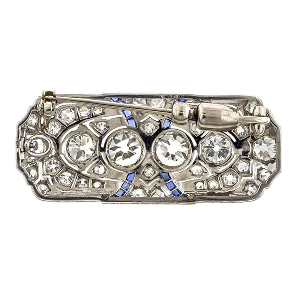 Art Deco Diamond & Sapphire Pendant / Pin