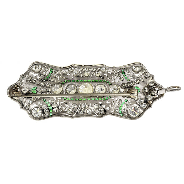 Art Deco Diamond & Emerald Pendant / Pin