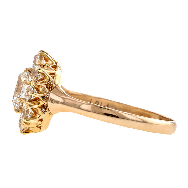 Vintage Flowerhead Engagement Ring, Cushion 1.01ct
