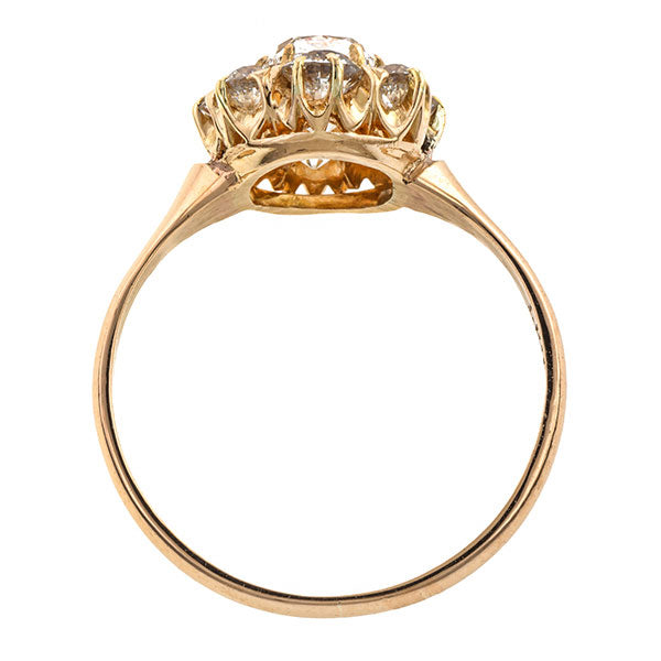 Vintage Flowerhead Engagement Ring, Cushion 1.01ct