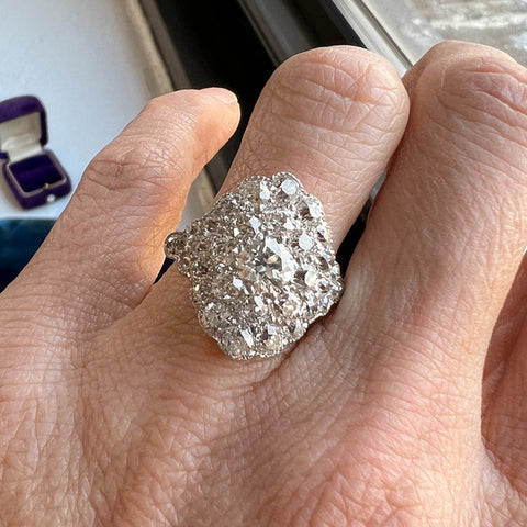 Edwardian Diamond Cluster Ring sold by Doyle and Doyle an antique and vintage jewelry boutique 