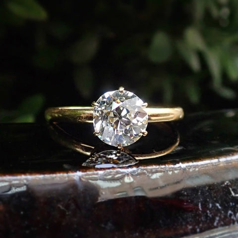 Antique Solitaire Engagement Ring, Old European Cut Diamond 1.25ct