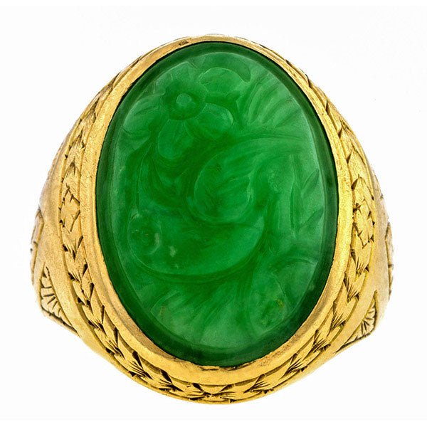 Vintage Oval Cabochon Jade Ring