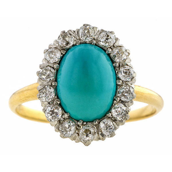 Antique Victorian Turquoise & Diamond Ring