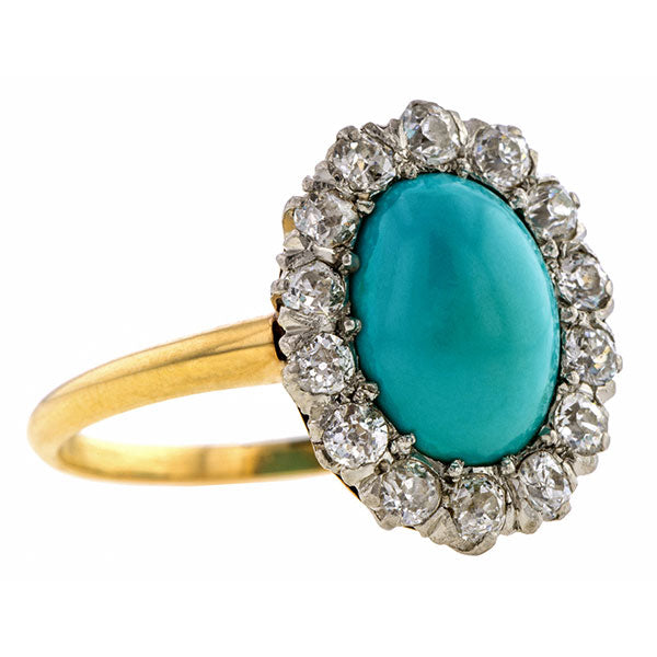 Antique Victorian Turquoise & Diamond Ring