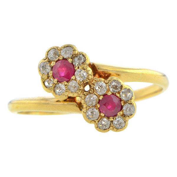 Antique Ruby & Diamond Bypass Ring