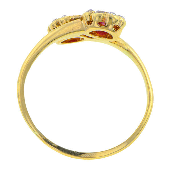 Antique Ruby & Diamond Bypass Ring