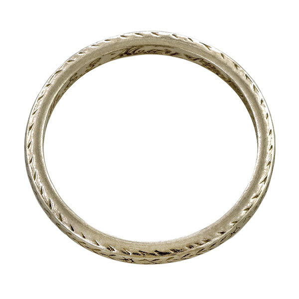 Vintage Platinum Patterned Wedding Band Ring sold by Doyle & Doyle vintage and antique jewelry boutique.
