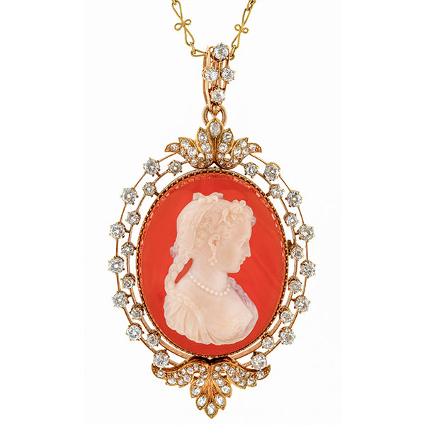 Victorian Cameo Earrings & Necklace Set