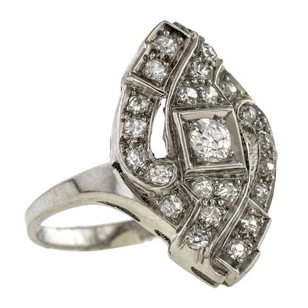 Vintage ring: a Platinum Old European Cut  Diamond Dinner Ring sold by Doyle & Doyle vintage and antique jewelry boutique.