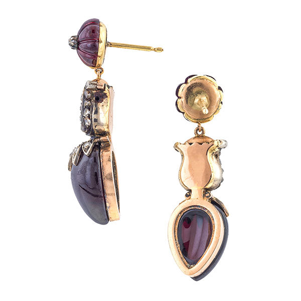 Victorian Garnet & Rose Cut Diamond Drop Earrings