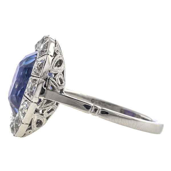 Art Deco Natural Sapphire & Diamond Ring
