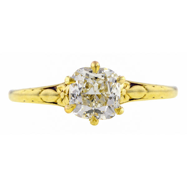 Antique Engagement Ring, Cushion cut diamond 1.05ct.