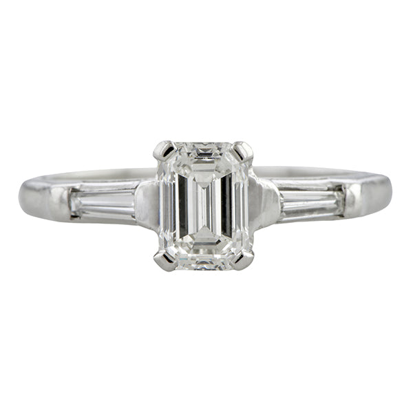 Vintage Engagement Ring, Emerald cut 1.01ct.
