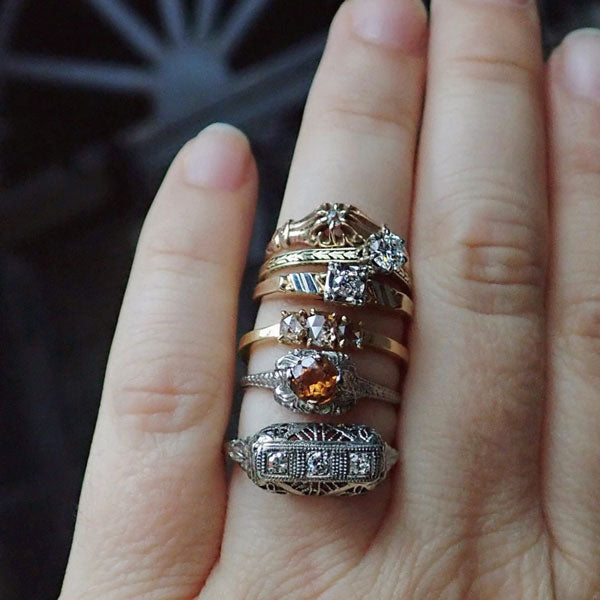 vintage diamond ring stack alternative bridal