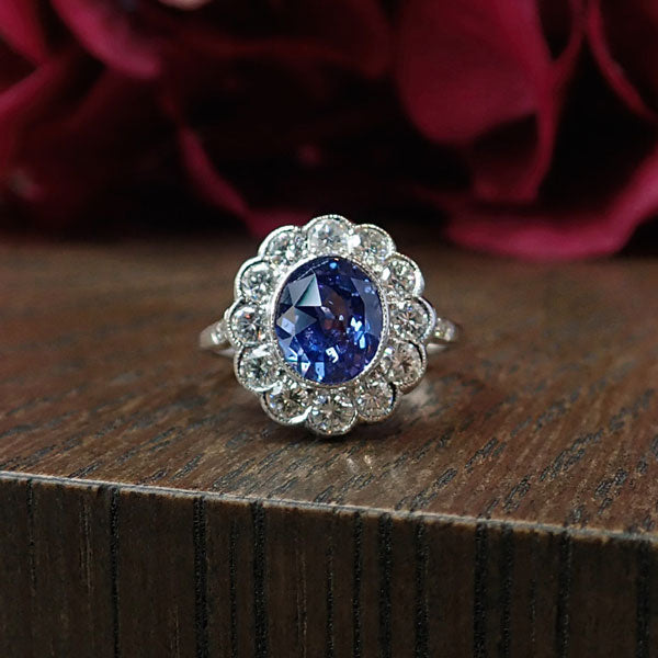 Vintage Sapphire & Diamond Engagement Ring