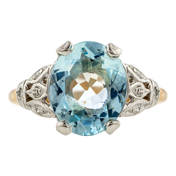 Vintage Aquamarine & Diamond Ring