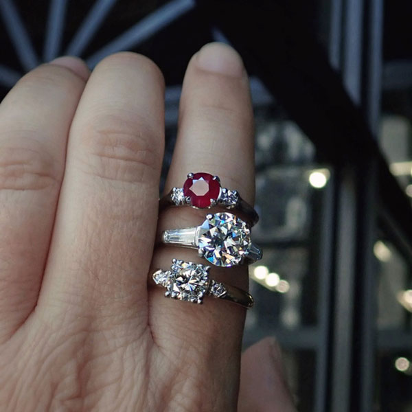 vintage diamond engagement rings ruby ring