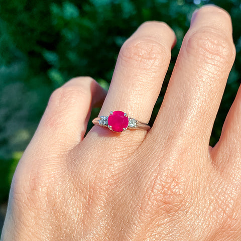 Vintage Ruby & Diamond Ring, 1.15ct sold by Doyle and Doyle an antique and vintage jewelry boutique