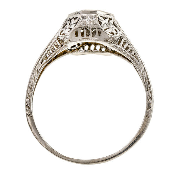 Art Deco Filigree Engagement Ring, RBC 0.33ct