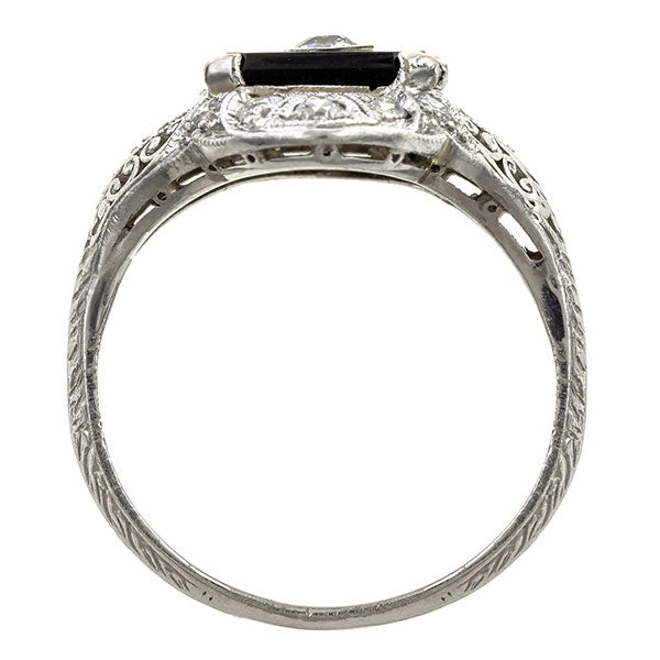 Art Deco Diamond & Onyx Filigree Dinner Ring