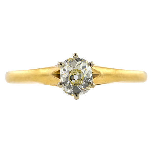 Vintage Solitaire Engagement Ring, Old Mine cut 0.65
