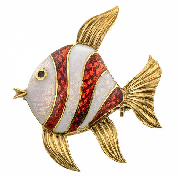 Vintage Enamel Fish Pin