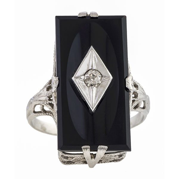 Art Deco Onyx & Diamond Dinner Ring