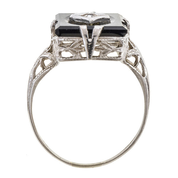 Art Deco Onyx & Diamond Dinner Ring
