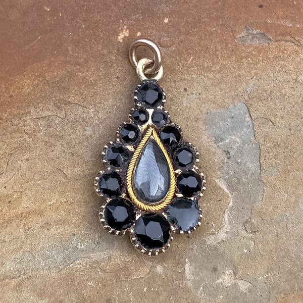 Victorian Onyx & Hair Pendant sold by Doyle and Doyle an antique and vintage jewelry boutique