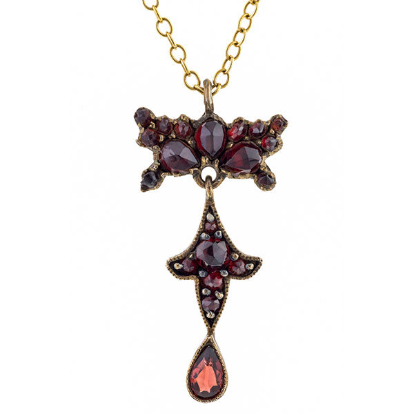 Victorian Bohemian Garnet Cluster Necklace