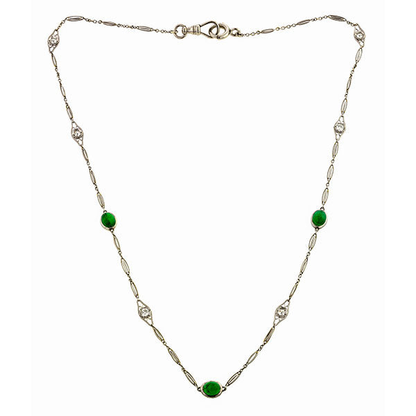 Art Deco Emerald & Diamond Chain