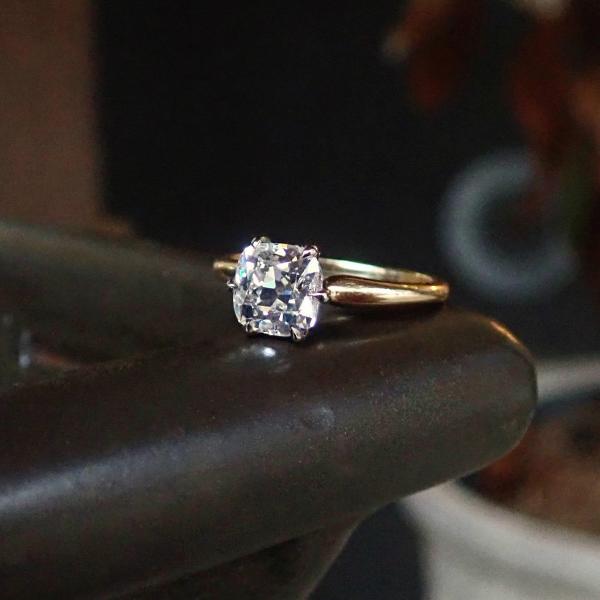 Vintage cushion cut diamond solitaire engagement ring Doyle & Doyle 107535R