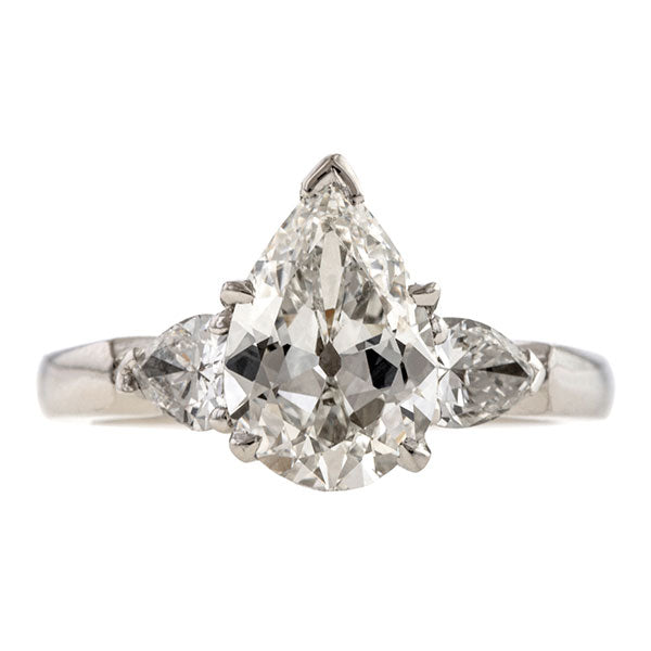 Vintage Pear Shaped Diamond Engagement Ring, 1.53ct.