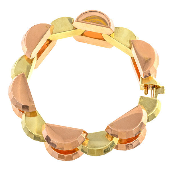 Retro Two-toned Faceted Link Bracelet