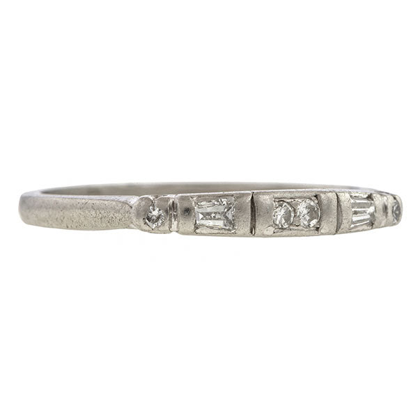 Vintage Baguette & Round Diamond Wedding Band
