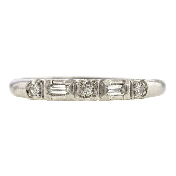 Vintage Baguette & Round Diamond Wedding Band Ring
