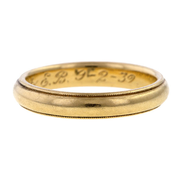 Vintage Gold Millegrained Wedding Band Ring