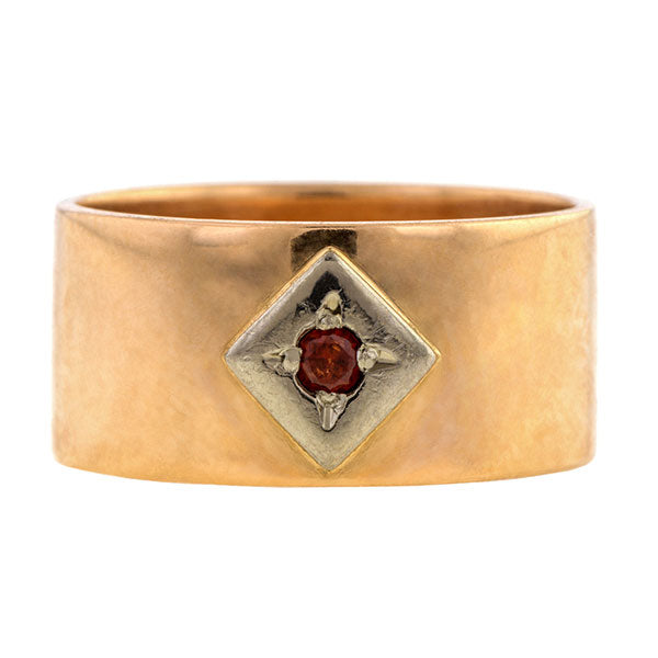 Vintage Wide Garnet Wedding Band Ring