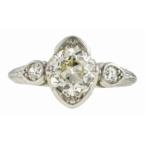 Vintage ring: a Platinum Old European Cut Diamond 1.31ct Engagement Ring sold by Doyle & Doyle vintage and antique jewelry boutique.
