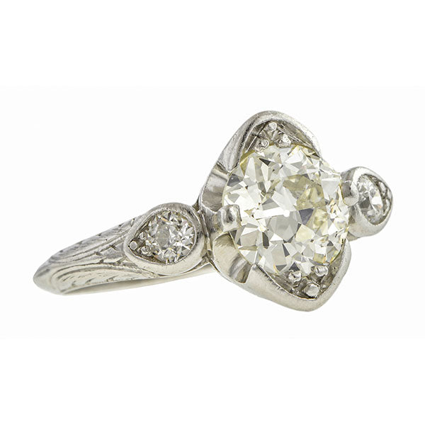 Vintage ring: a Platinum Old European Cut Diamond 1.31ct Engagement Ring sold by Doyle & Doyle vintage and antique jewelry boutique.