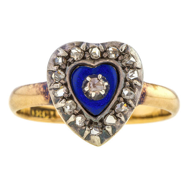 Georgian Diamond & Enamel Heart Ring