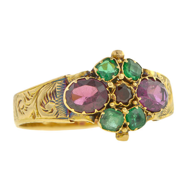 Victorian Garnet & Emerald Ring
